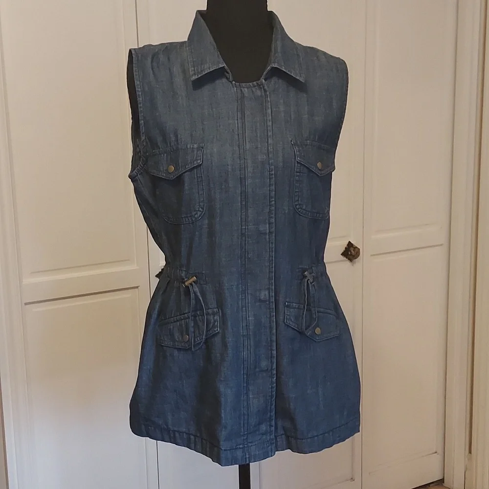 Maison Jules Denim Jean Vest Size M Utility Vest